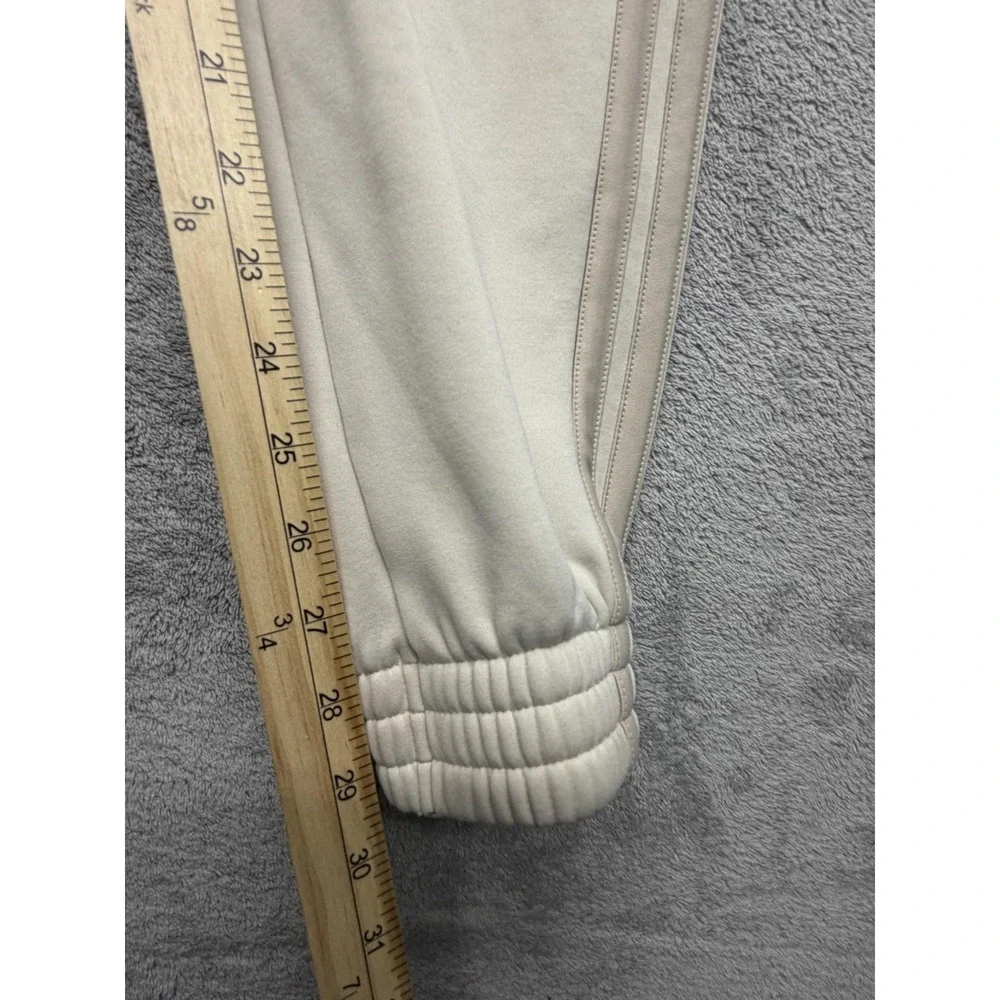 Adidas Pants Youth XL Beige Fleece Joggers Three Stripes Ankle Cuffed‎ Pull On